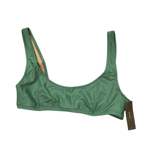NWT J. Crew Heritage Scoop Neck Bikini Top, Swimsuit, Green, Sz M‎ - Picture 1 of 3